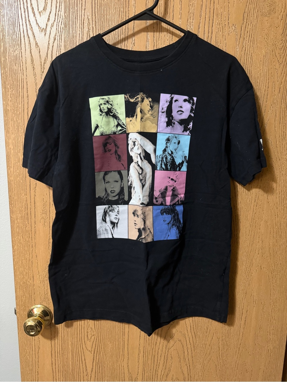 Taylor Swift Black Short Sleeve Tee with Multicolor Photo Grid The Eras Tour
